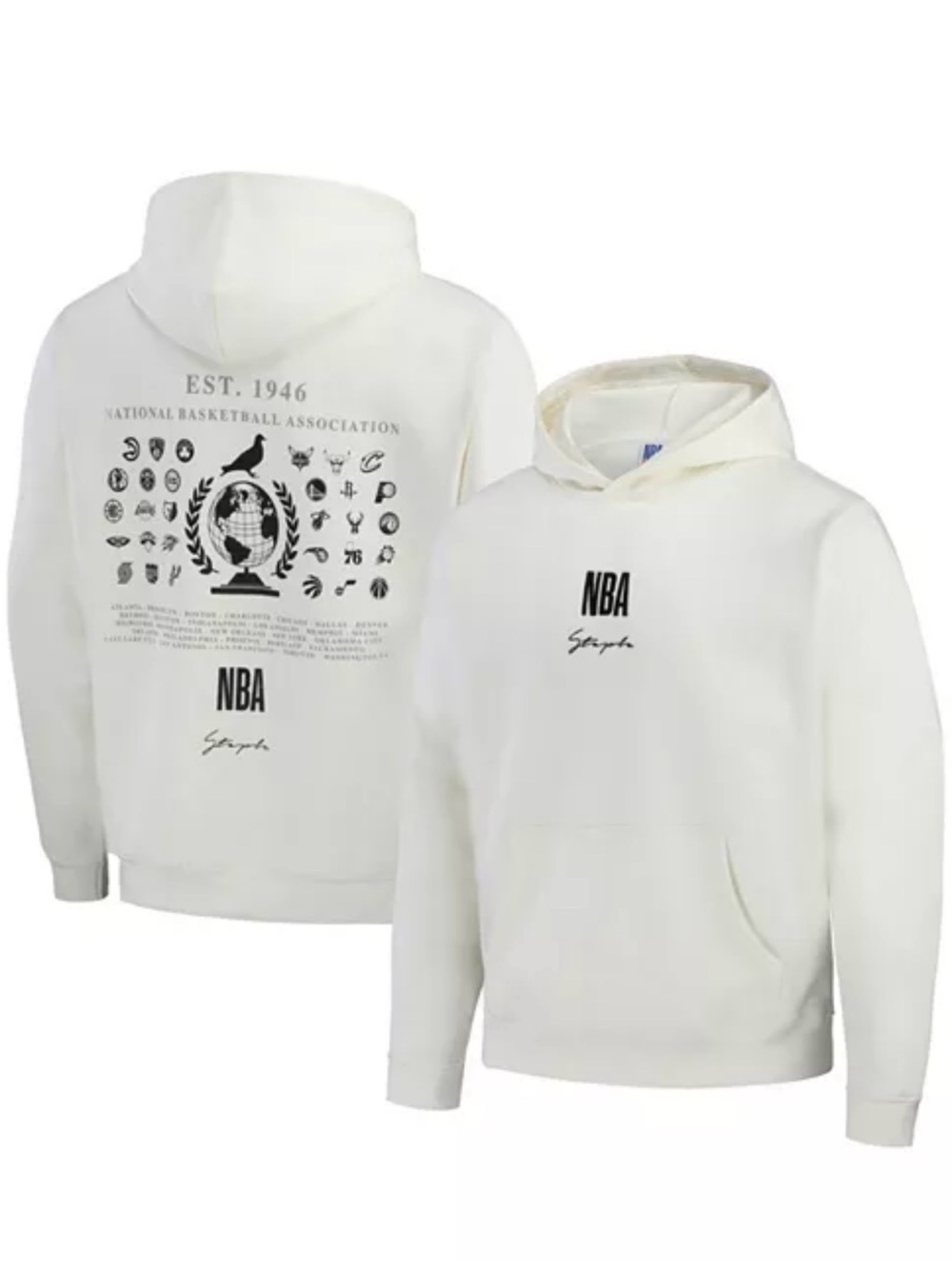 NBA Sports Staple Pullover Hoodie White Graphic Logo Unisex Size S
